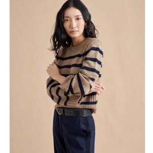 La Ligne Jack Sweater, camel and navy. Size XS